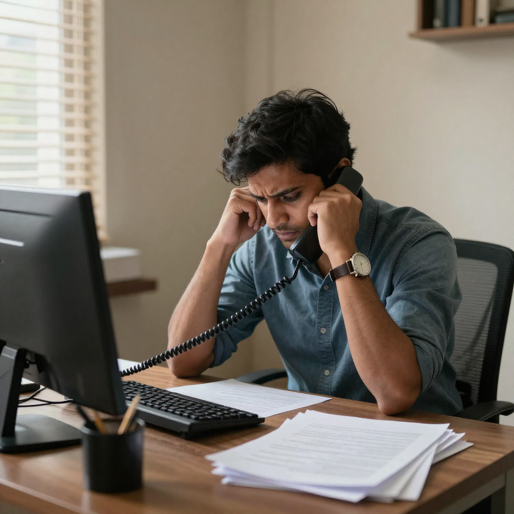 A person stressed from Recovery Calls